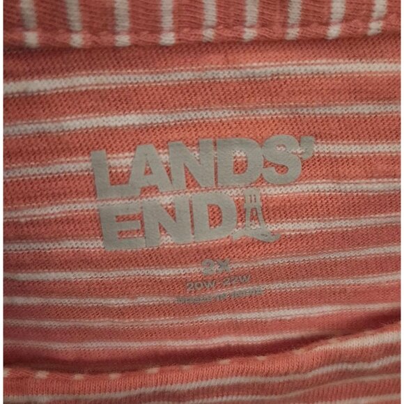 Lands' End Pink Striped Oversize 100% Cotton Boxy Top 2X EUC - Picture 6 of 7